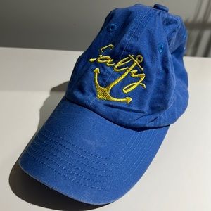 Royal blue and yellow “salty” hat